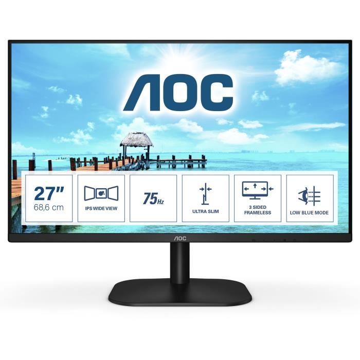 Ecran PC - AOC 27B2H/EU - 27- FHD 75Hz - Dalle IPS - 4ms - VGA / HDMI