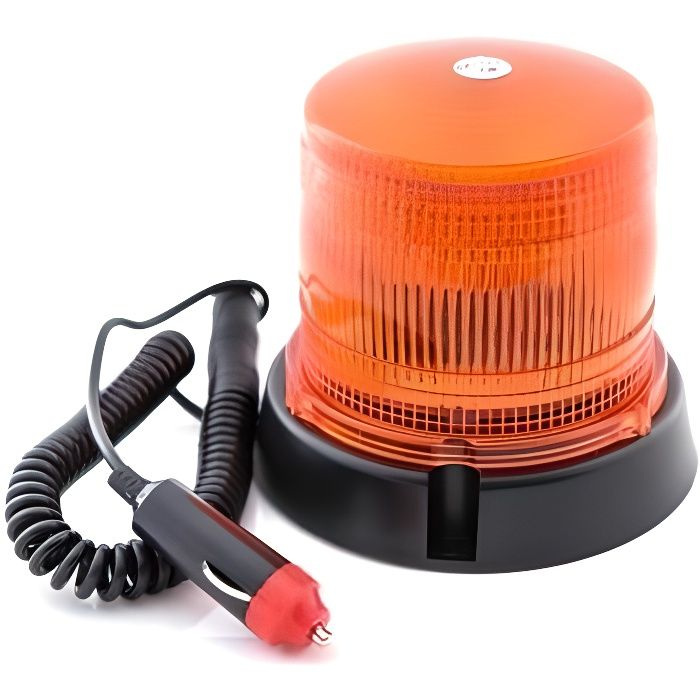 Gyrophare LED avec Base Magnétique pour Véhicules 12V avec Prise Allume-Cigare