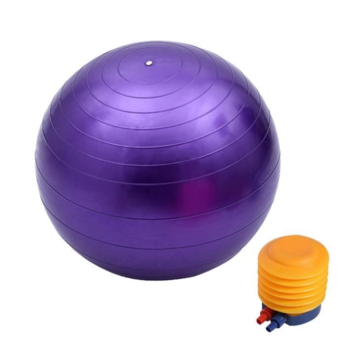 Boule de yoga antidéflagrante + pompe à air Boule d’exercice fitness gym mat de 65 cm violet