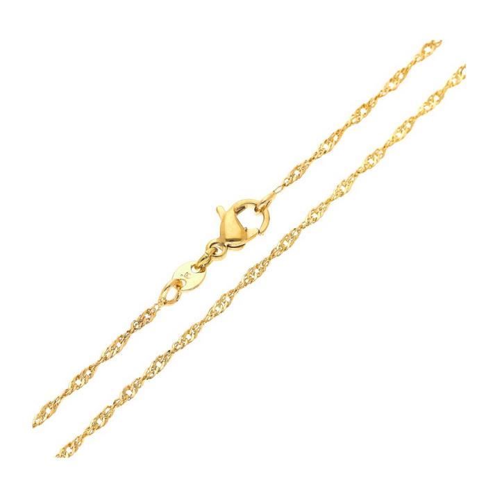 Chaîne de Cou maille Torsadée Fine 45 cm Plaqué Or Jaune 750 3 Microns