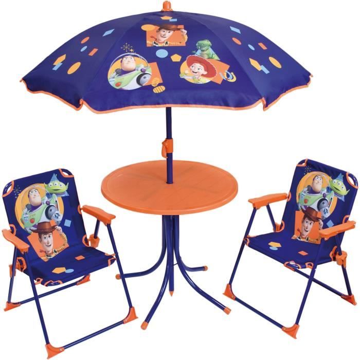 FUN HOUSE Disney Toy Story 713018 Salon de jardin incluant 1 table ronde, 2 chaises, 1 parasol pour enfant