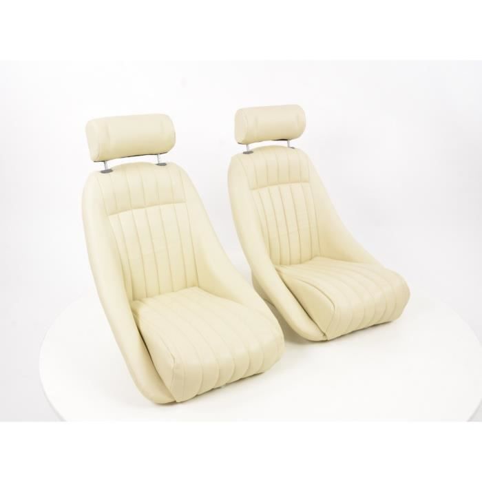 SIEGE BAQUET SET CLASSIC 2 PU BEIGE AVEC REPOSE-TETE