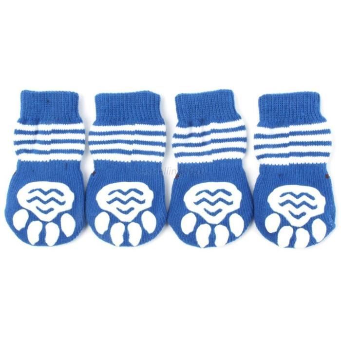 Chaussures,Chiens animaux de compagnie chaussettes antidérapantes S M L XL multi couleurs chiot chaussure chien - Type Bleu-S
