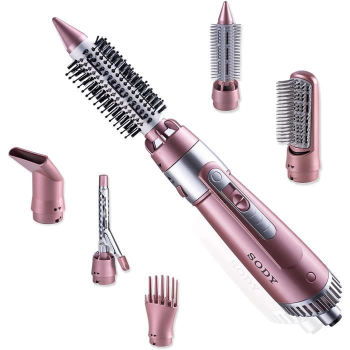 Brosse Soufflante 6 en 1 SD5019 Ronde Brosse Chauffante Brushing Lissante et Bouclés Brosses électriques et Soufflantes Cheveux Co