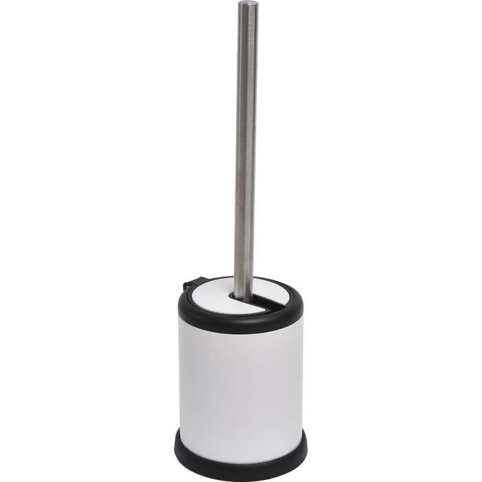 Praktische Toiletborstel met Houder met afdekklep - 11,5x39cm – Wit – Vrijstaand – Badkamer – Toilet