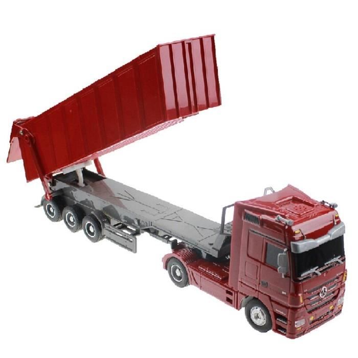 rouge Dump - Camion télécommandé télécommandé 1:32, chariot inclinable à 10 roues, pointe de commande Radio,