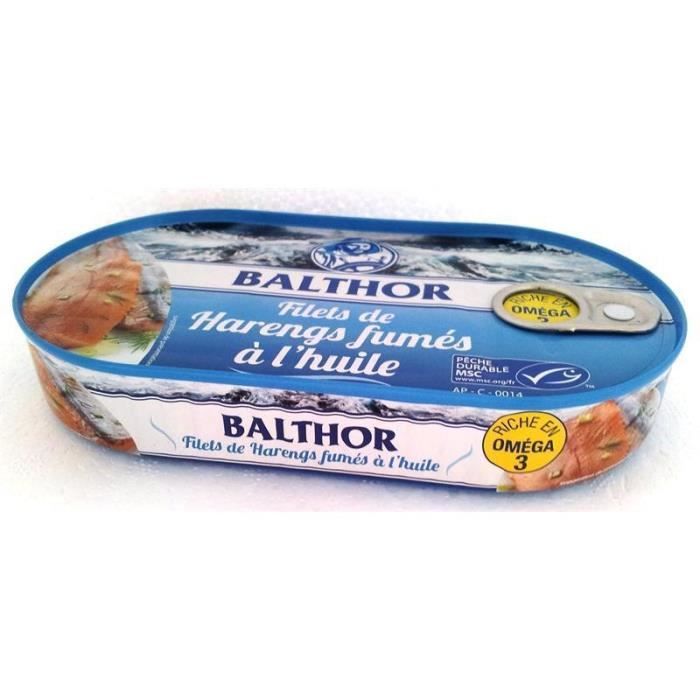 BALTHOR - Filets De Harengs Fumés 130G - Lot De 4