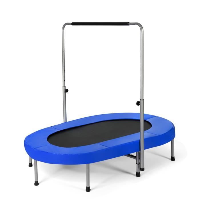 COSTWAY Trampoline de Fitness Gym Double Pliable 153x100 CM avec Poignée Réglable sur 5 Positions Trampoline Intérieur Charge 150KG