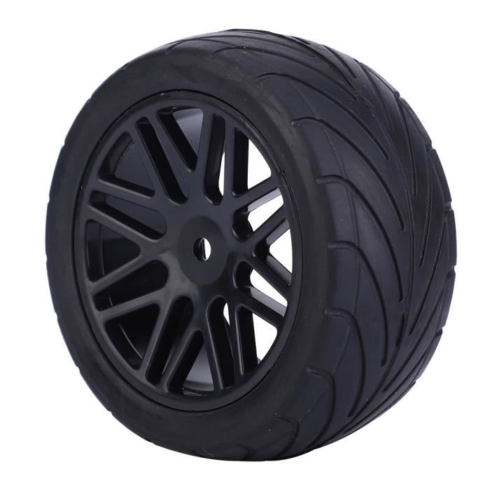 4Pcs 1-10 Universel Roues De Voiture RC Pneus De Véhicules Sur Chenilles Pneus Télécommande Accessoires De Voiture 85mm (Noir)-TIP