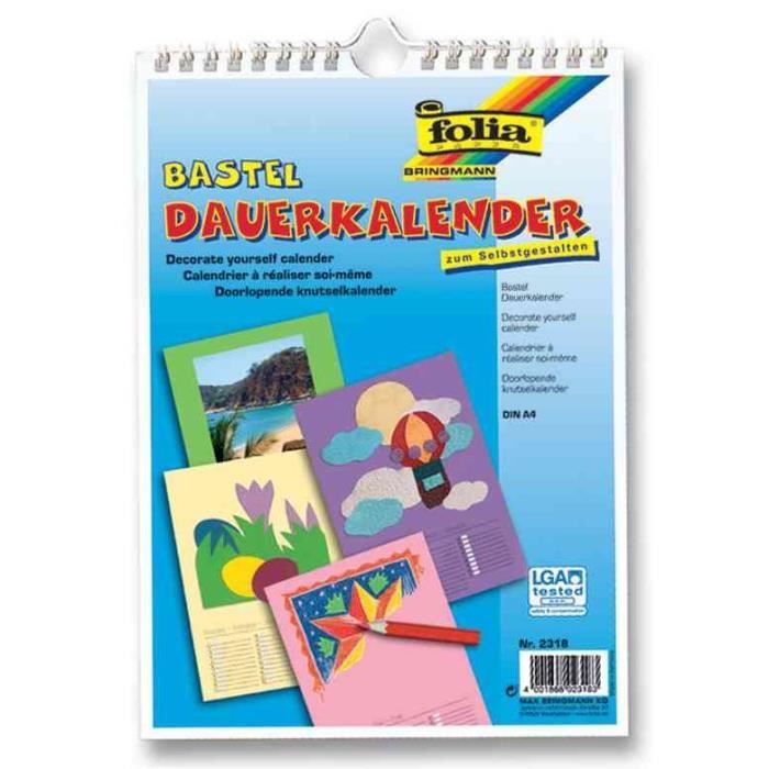 Calendrier mural créatif, A4, en couleur