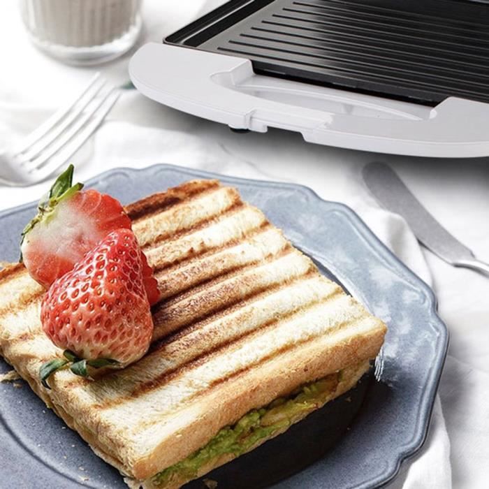 Grille-pain carré Machine à petit-déjeuner Panini Sandwich gaufres gâteaux biscuits Poêle électrique antiadhésive Cuisson rapide