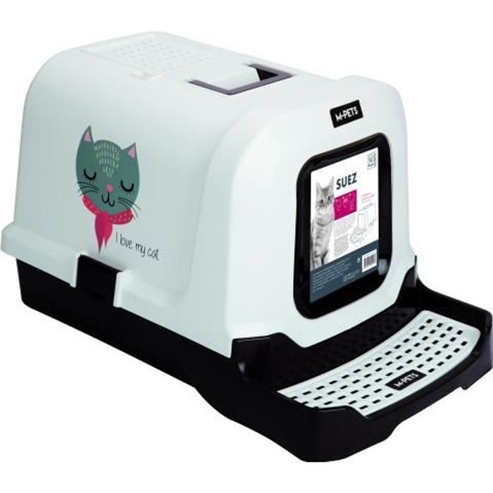 MPETS Maison de toilette amour de chat Suez - Noir et blanc - Pour chat