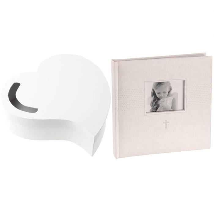 R/6621-3841 - 1 Tirelire coeur et livre d'or photo mariage blanc