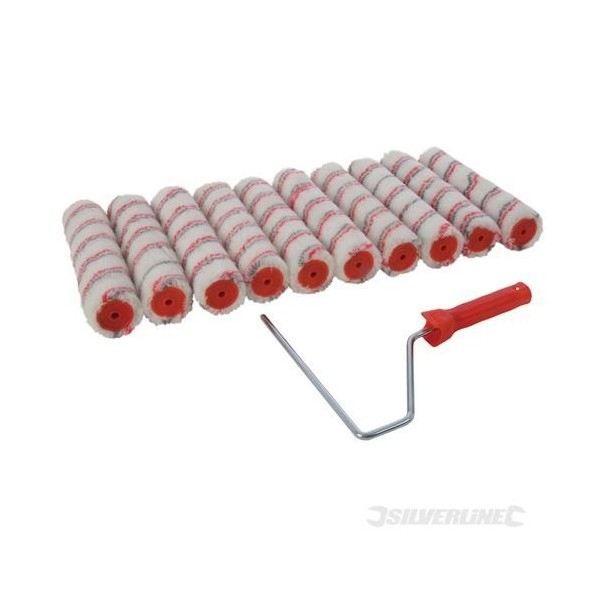 SILVERLINE Kit peinture : monture pour rouleau avec 10 manchons