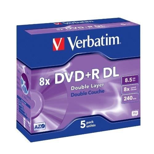 Verbatim DVD+R Double Layer 8X 8.5GB Branded Matt Silver,5 Pack, 43541 (Branded Matt Silver,5 Pack)