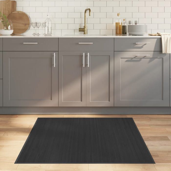 vidaXL Tapis carré gris 100x100 cm bambou 376940