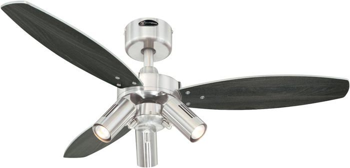 Ventilateur De Plafond 5 Pales Avec Lampe Everett 132 Cm - Finition Expresso, Verre Scavo, Pour Pièces à Plafond Bas