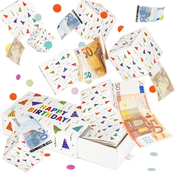 BABORUI Carte D'anniversaire Pop-up Avec Confettis, Boîte Cadeau