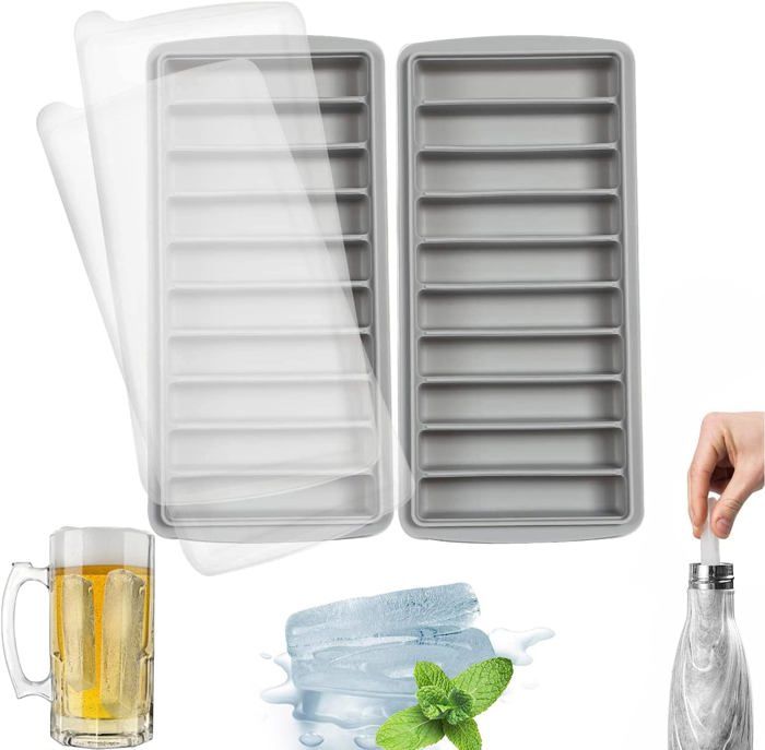 Lot De 2 Bacs à Glaçons En Silicone Souple Avec Couvercle Anti-Débordement – Empilables, Faciles à Démouler, 28 Glaçons Parfaits Pour Cocktails, Café, Whisky & Aliments Pour Bébé