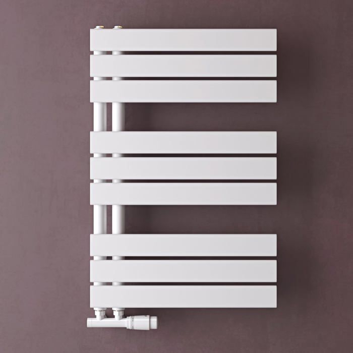 doporro Radiateur de Salle de Bain Sèche-Serviette 76x50cm Radiateur à Eau Chaude ou Électrique Blanc Sèche-Serviettes Design FN