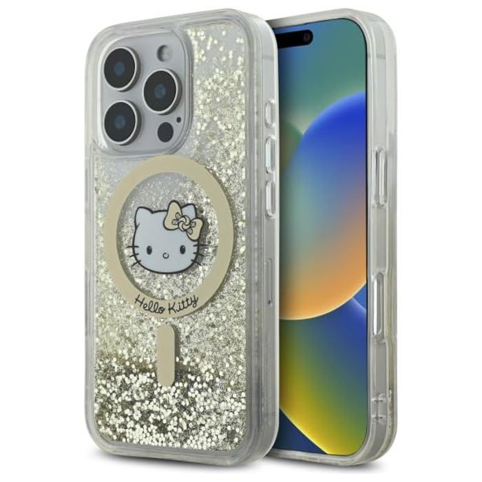 Coque téléphone - Hello Kitty - iPhone 16 Pro - Blanc/or - Protection ...