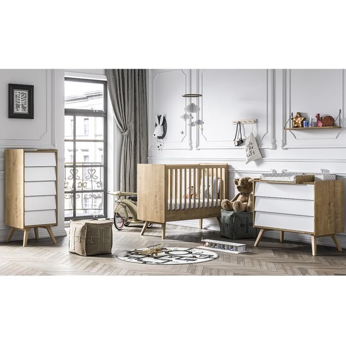 Chambre complète Vox - 125 x 65 x 103cm - bois et blanc