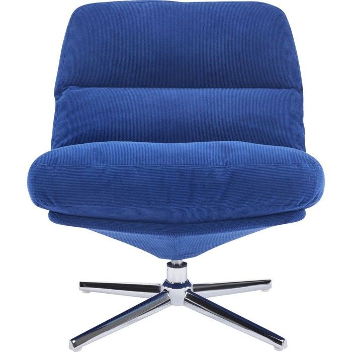 Fauteuil pivotant en velours côtelé bleu électrique et piètement chromé - Julia