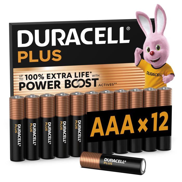 Piles jetables - Duracell - LR03 - Plus Power - Lot de 12 - 1 5 V