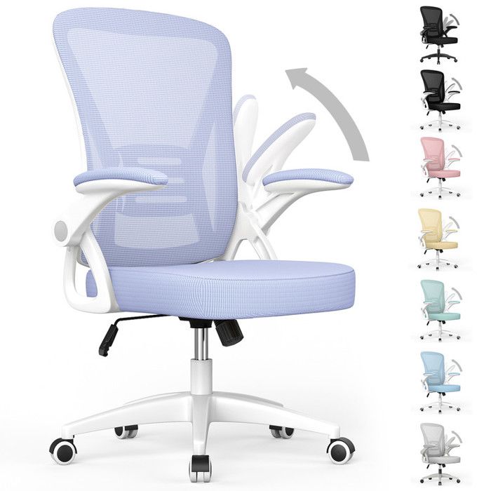Chaise de bureau NASPALURO - Fauteuil de bureau Ergonomique - accoudoirs rabattables - réglable en hauteur - Pivotant - Violet
