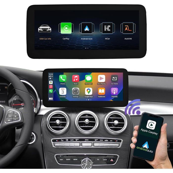 Autoradio Road Top 1025 Pouces Carplay Écran Tactile pour Mercedes Benz C GLC V Class 2015-2018