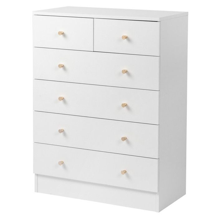 Commode 6 Tiroirs - ALIGHTUP- Meuble de Rangement pour Chambre 66 x 33 x 89 cm Blanc Commode 6 Tiroirs - ALIGHTUP- Meuble de Rangement pour Chambre 66 x 33 x 89 cm Blanc