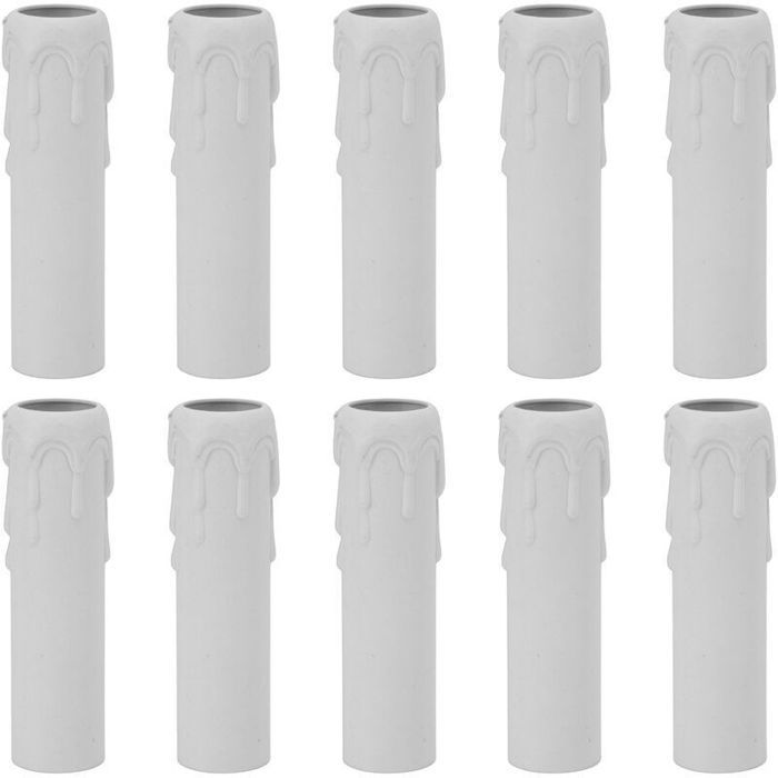 Paquet de 10 bougies gouttes gouttes en plastique couvre les tubes pour lustre lumière pendants luminaires blanc