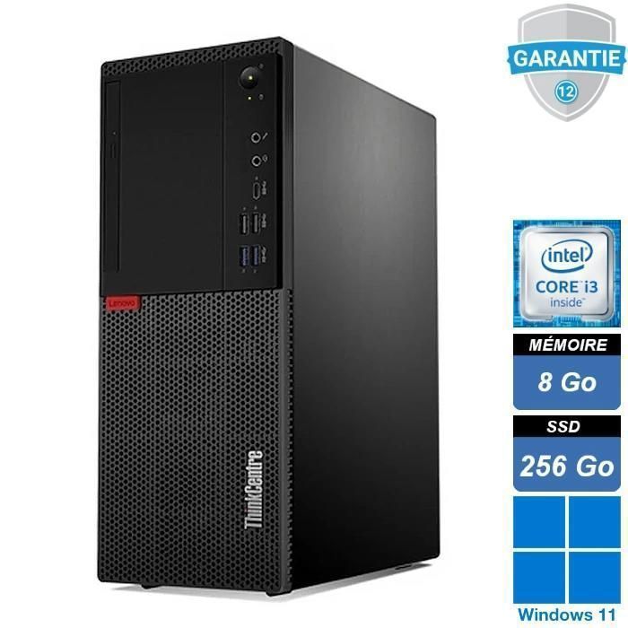 Unité centrale - LENOVO - M720t - I3 8100 - RAM 8Go - SSD 256Go - DVD-RW - Pc fixe - Win 11 Pro Reconditionné - Lenovo reconditionné disponible sur Cdiscount Seconde Vie