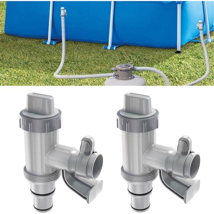 Adaptateur de Tuyau de Piscine Hors Sol avec Vanne dentretien/darrêt et Support de Tuyau Accessoires de Piscine pour Systè