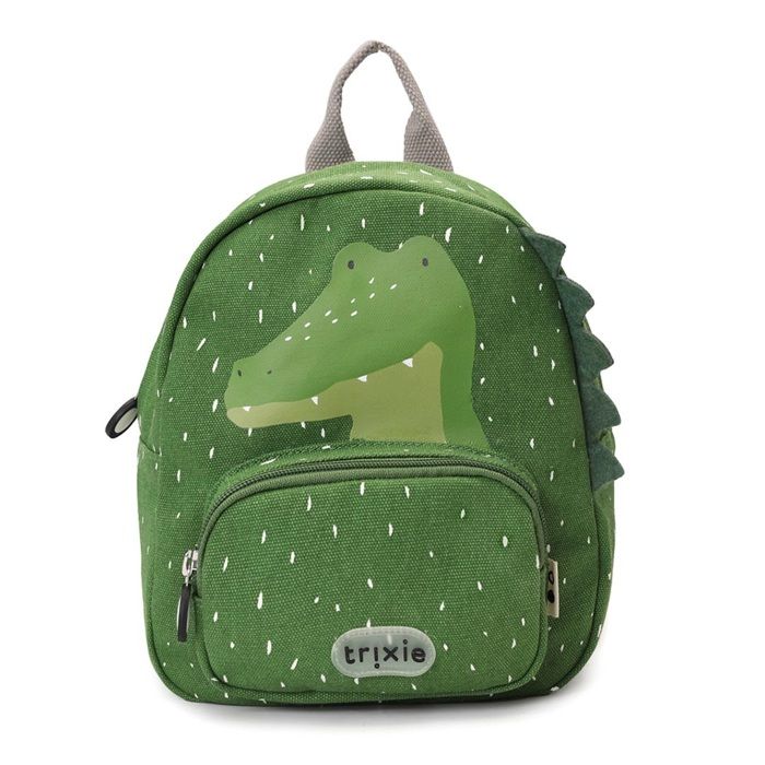 Sac à dos enfant - TRIXIE - Mr Alligator - Vert - Coton recyclé & polyester recyclé - 21 x 10 x 25 cm
