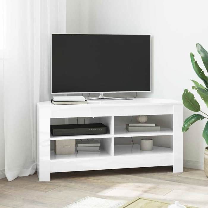 1 Parcel - MEUBLE - MeubleTVdAngle Blanc brillant 102x40 5x45 cm_2 ans garantie_02_11810