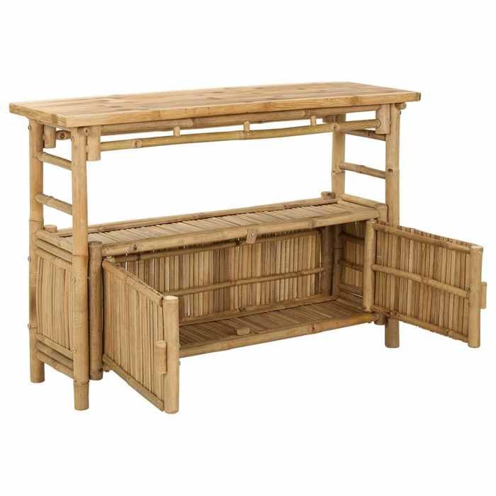 Les SoldesTable console1 pcTable dAppoint pour Couloir avec étagère Naturel 110x35x75 cm Bambou zis36o