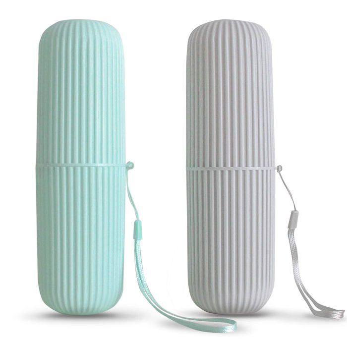Lot de 2 étuis de voyage pour brosse à dents rangement 2 brosses et dentifrice portable camping 2 couleurs
