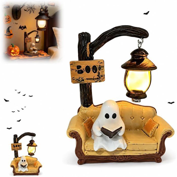 Lampe Décorative Halloween Mini - Petit Fantôme Mignon Lisant Un Livre - Résine 11 5x4 5x15cm - Ambiance Festive 3D Pour Intérieur