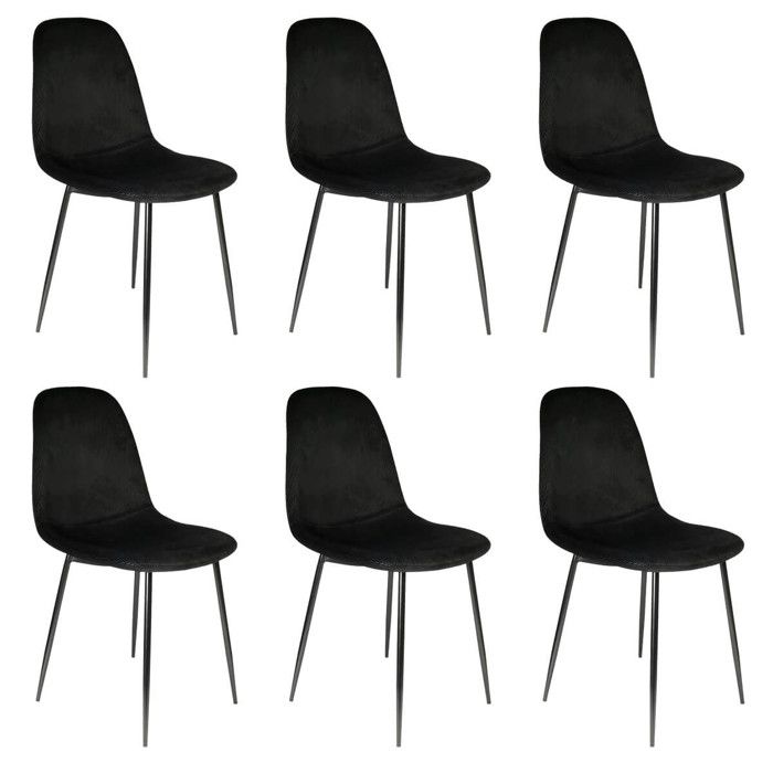 ALESSIA - Lot de 6 Chaises Velours Côtelé Noires ALESSIA - Lot de 6 Chaises Velours Côtelé Noires