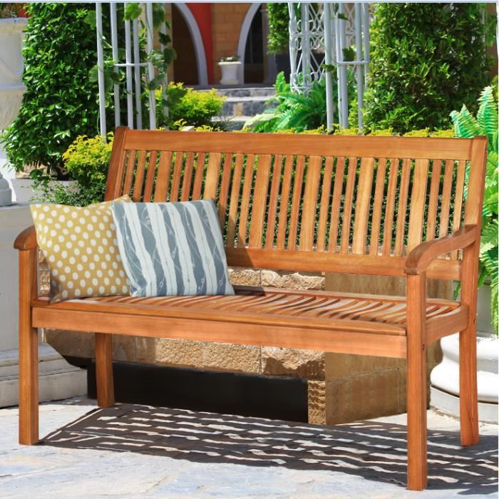 Costway Banc De Jardin D Exterieur Pour 2 Personnes En Bois Avec Dossier Et Accoudoir Large Pour Parc Bord De Piscine Etc Achat Vente Banc D Exterieur Banc De Jardin Cdiscount