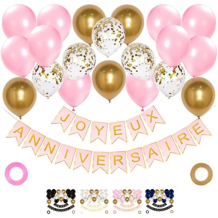 Set Decoration Joyeux Anniversaire Dore Chic Glamour Avec Ballons Confettis Rose Orbanniere Lettres Kit Banderole Gold Deco F 303 Cdiscount Maison