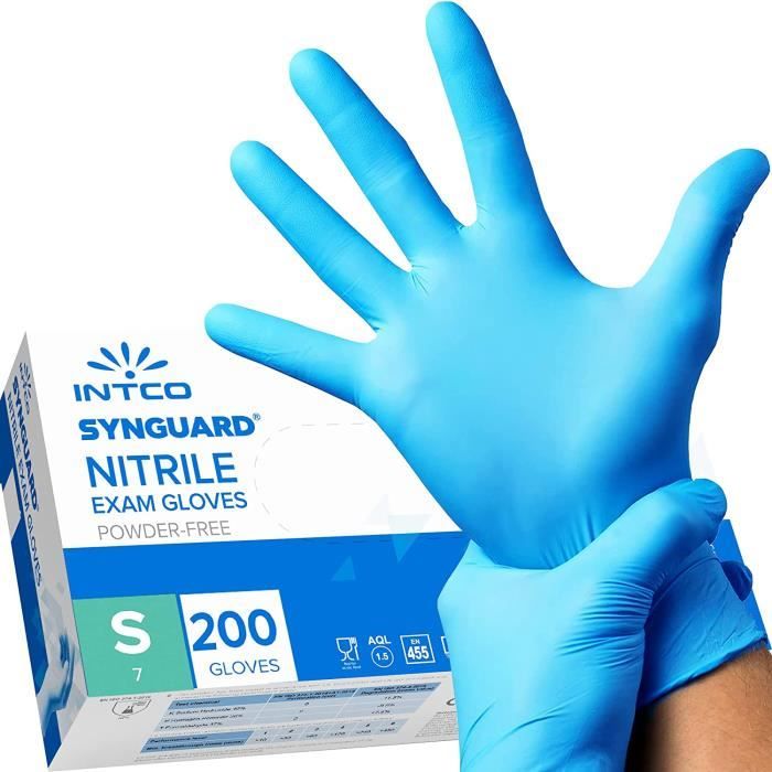 Boîte de 200 Bleu Nitrile grandes Gants Jetables Poudre Sans Latex Medical