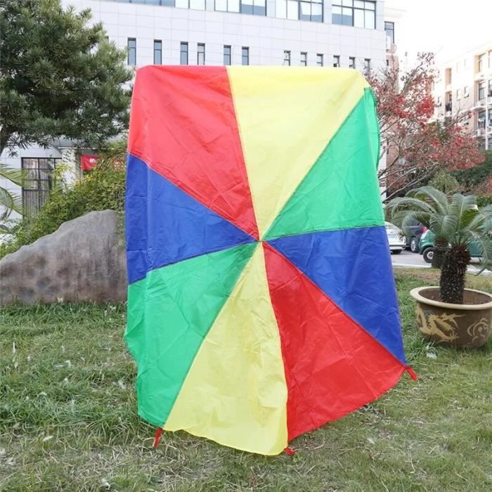 Parachute Arc-en-ciel 2,5 M Avec 12 Poignées Et 12 Balles - Jeu De Société Intérieur/extérieur Pour Enfants - Pour écoles, Fêtes, Parcs, Groupes De 6-12 Enfants