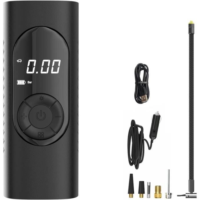 Mini Pompe à Air électrique 150 PSI – Portable, Batterie 6000 MAh, écran LCD, Lumière SOS, Pour Voiture, Vélo, Ballons