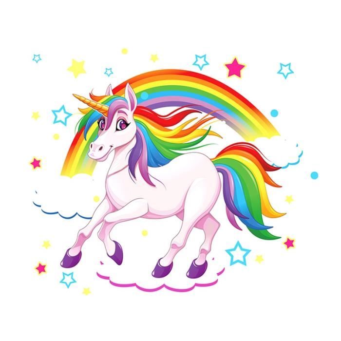 Dessin Anime Arc En Ciel Nuage Licorne Decoration Sticker Mural