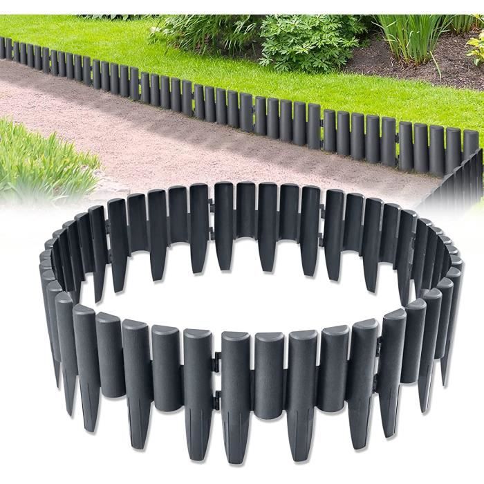 Froadp Bordure de Parterre Flexible en Plastique, Palissades de Jardin avec d'ancrage, Courbes de Parterre de Fleurs, Bordurette de Tonte, Bordures de Pelouse, Clôture de Jardin (20m, Noir