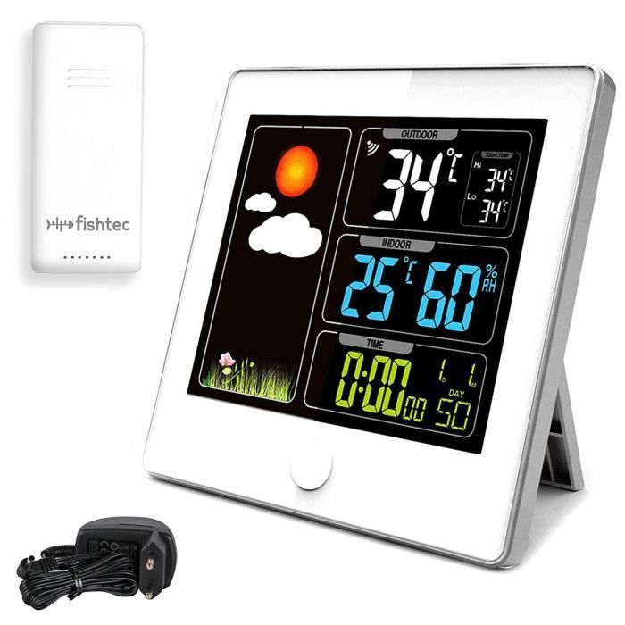 Station Météo Sans Fil Intérieur Extérieur - Thermomètre Hygromètre Numérique Avec Grand Écran