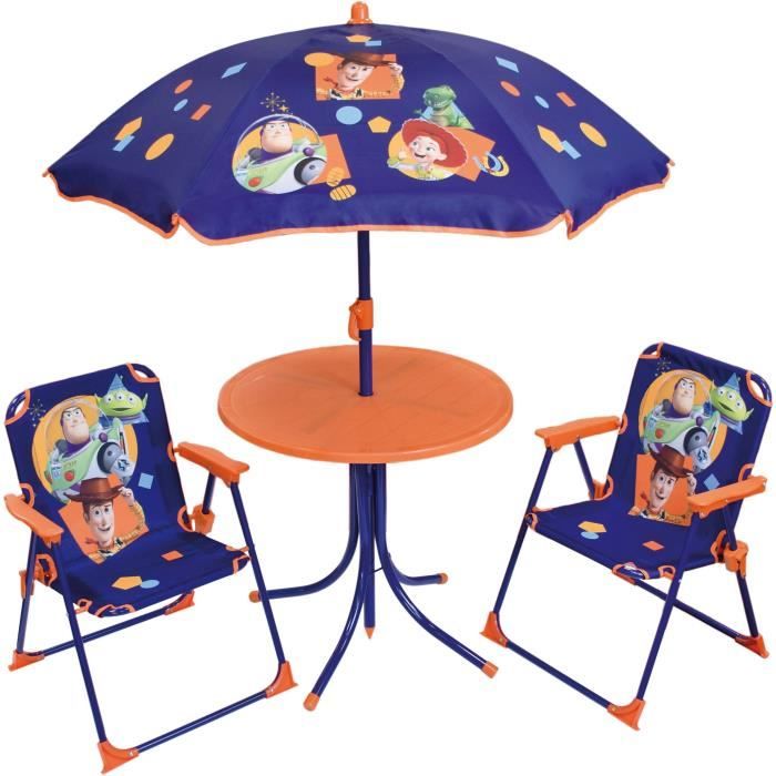 fun house disney toy story 713018 salon de jardin incluant 1 table ronde 2 chaises 1 parasol pour enfant cdiscount jardin