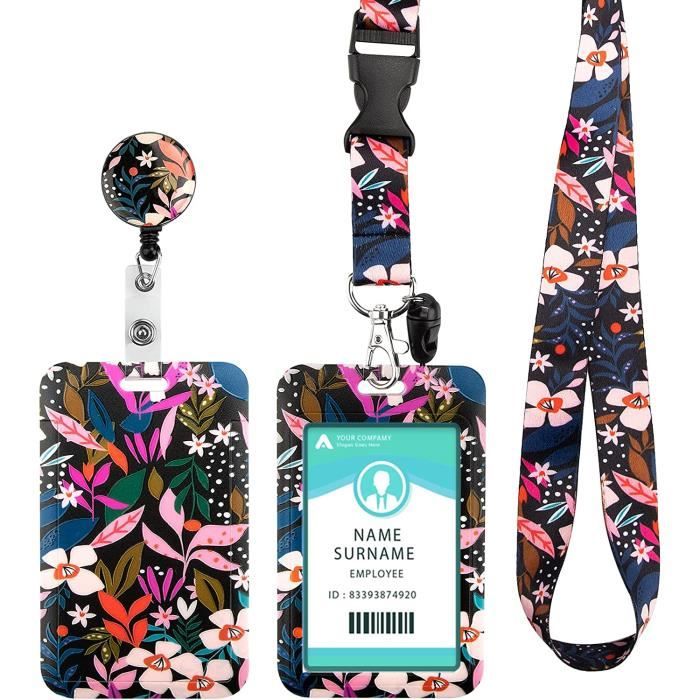 Porte-badge Et Cordon De Cou Capybara - Lot De 2 Avec Poche Zippée, Enrouleur Rétractable - Pour Carte D'identité, Clés